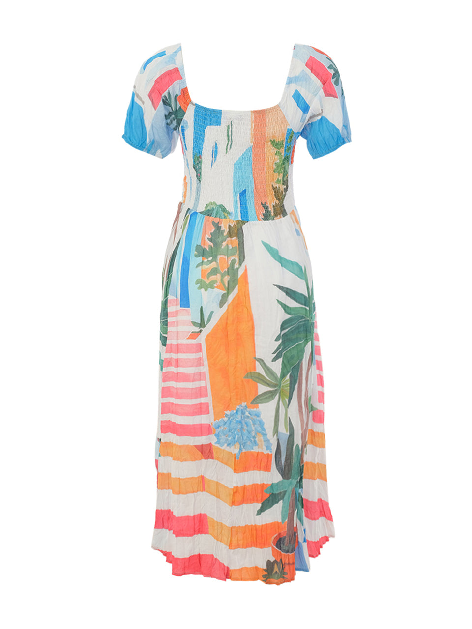 Dolcezza Pots on the Stairs Crinkle Fit& Flare Dress