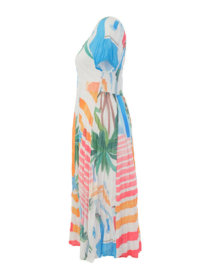 Dolcezza Pots on the Stairs Crinkle Fit& Flare Dress