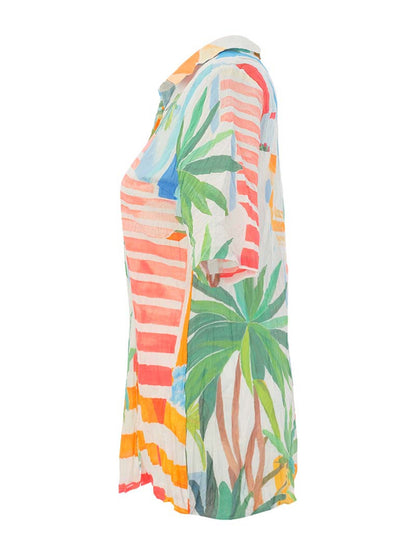 Dolcezza Palm Tree Print Cotton Shirt