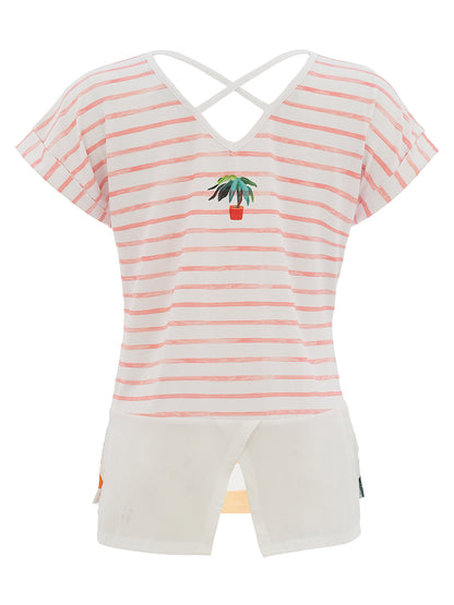 Dolcezza Palm Tree Print Crossover Back Top