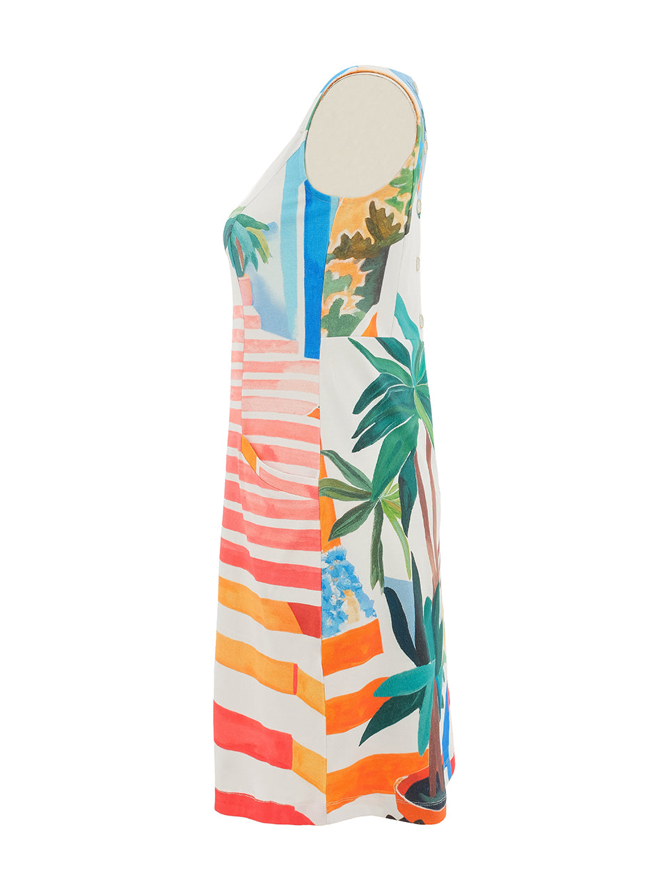 Pots on the Stairs Sleeveless V Neck Dress