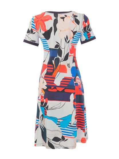 Interlaced 16 Short Sleeve Cotton Print Dress - Lucindas on-line