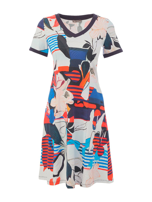 Interlaced 16 Short Sleeve Cotton Print Dress - Lucindas on-line
