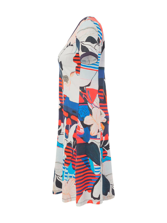 Interlaced 16 Short Sleeve Cotton Print Dress - Lucindas on-line