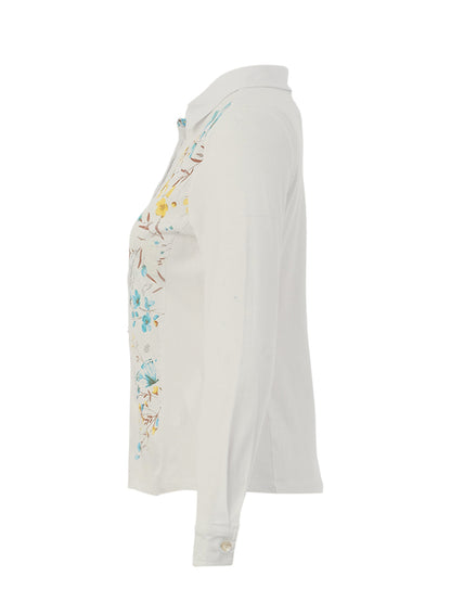 Embellished “Shoreline Flowers” Shirt - Lucindas on-line