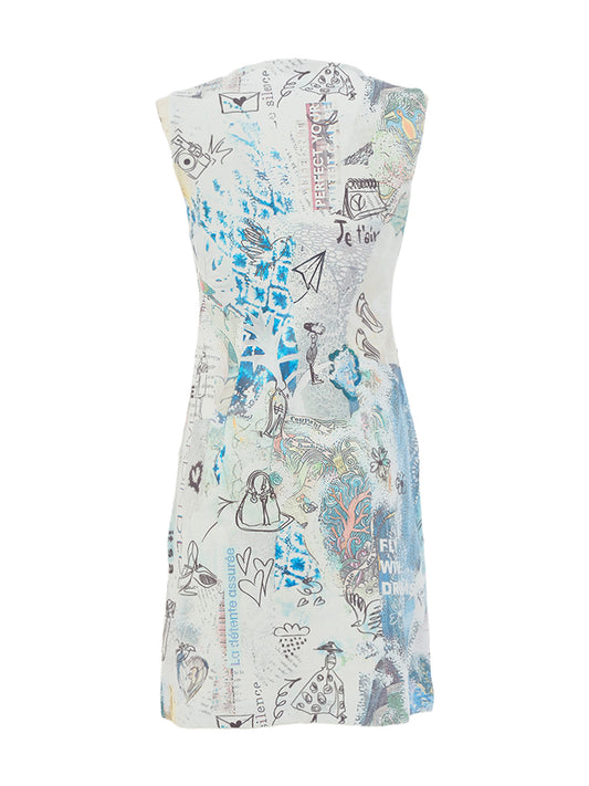 Dolcezza Zip Pocket Collage Print Dress
