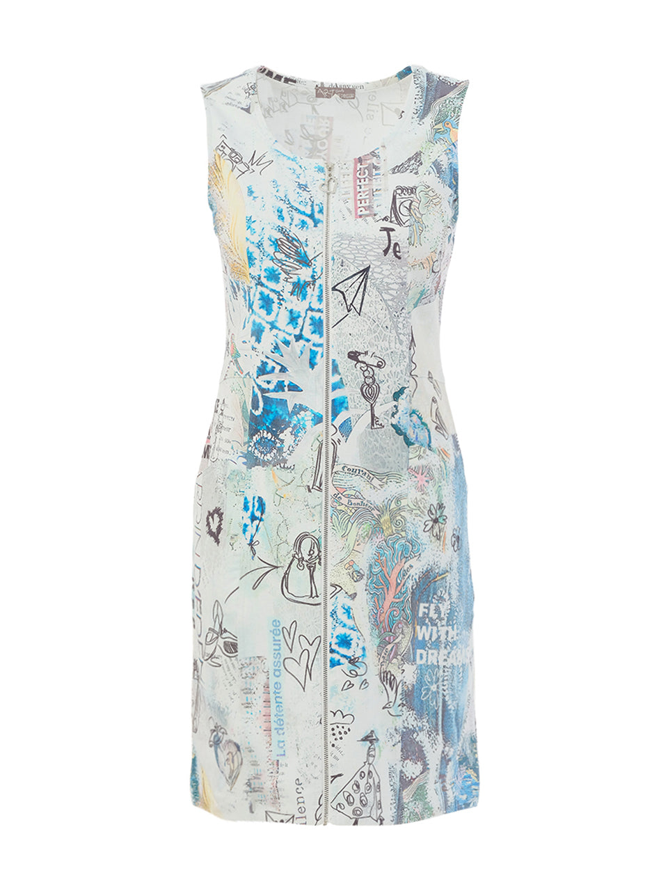 Dolcezza Zip Pocket Collage Print Dress