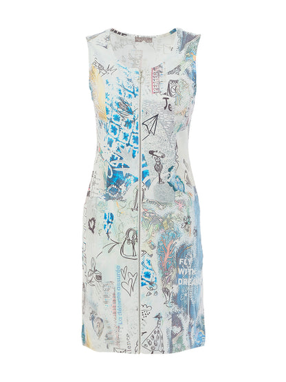 Dolcezza Zip Pocket Collage Print Dress