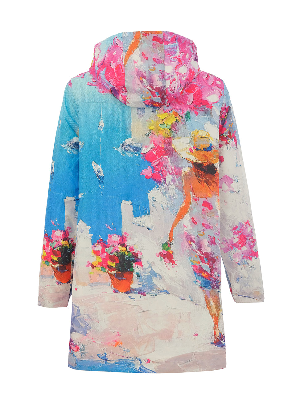 'Summer in Santorini' Rain Jacket - Lucindas on-line