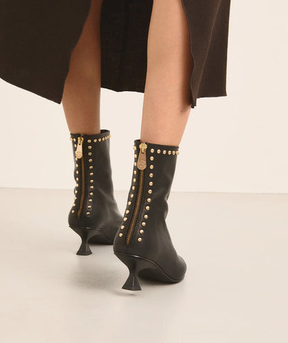 Dark Brown Studded Ankle Boots