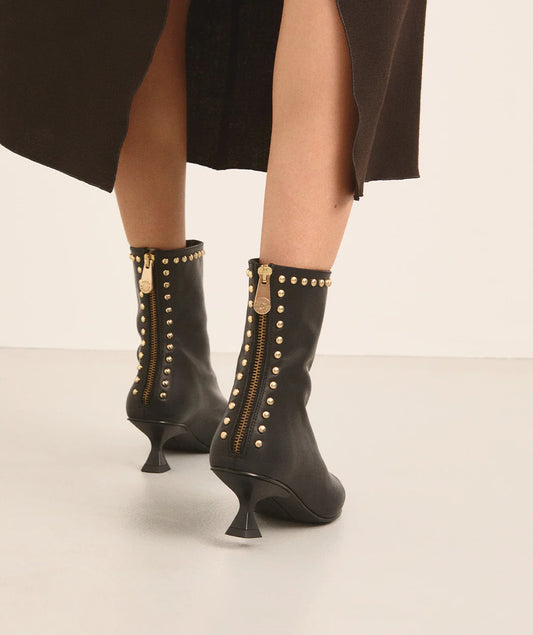 Dark Brown Studded Ankle Boots