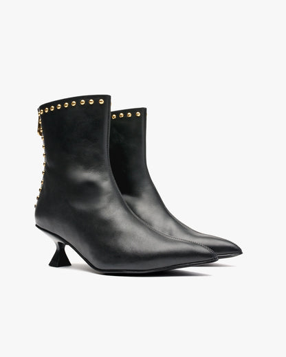 Dark Brown Studded Ankle Boots