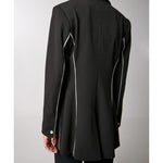Load image into Gallery viewer, Black Single-button Blazer with white piping details 34-1046
