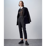 Load image into Gallery viewer, Black Mesh Top with White Collar and Cuffs 34-2091
