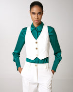 Load image into Gallery viewer, Offwhite Gilet with Monogram Gold Buttons 34-2140
