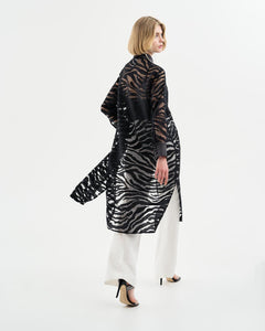 Black Zebra Print Shirt Dress 34-3083