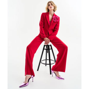 High Waist Wide Leg Red Trousers 34-5109