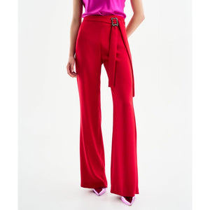 High Waist Wide Leg Red Trousers 34-5109