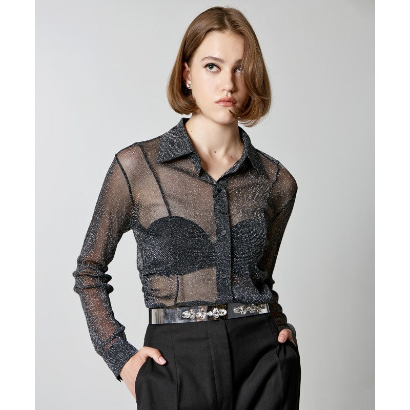 Access Shimmer Shirt with gathered details 34-7011