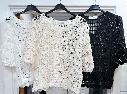 Crochet V-Neck Tops