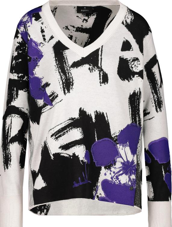 Abstract Purple Print Cotton Knit With Sparkle 807222