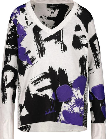 Abstract Purple Print Cotton Knit With Sparkle 807222