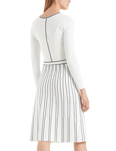 White Long Sleeve Knitted Midi Dress