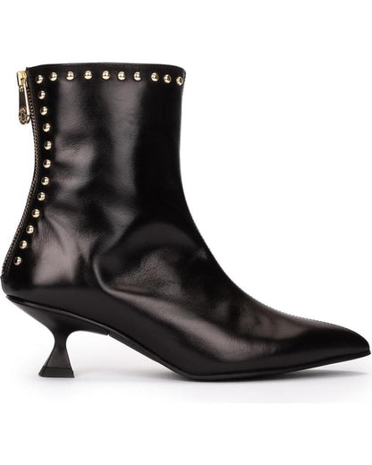 Dark Brown Studded Ankle Boots