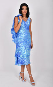 Printed Pure Silk Tiered Dress with Bolero 4111