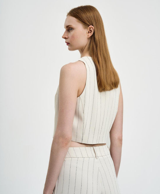 Access Offwhite Gilet with Rhinestone Stripes 43-2249