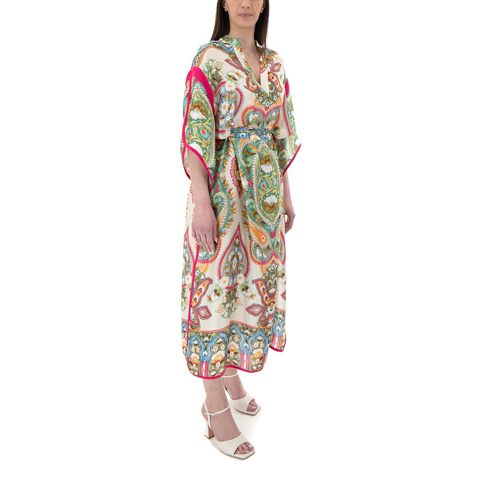 V-neck Kaftan Printed Midi Dress 43-3367