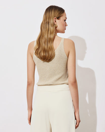 Metallic Knitted Top with Straps 43-8004