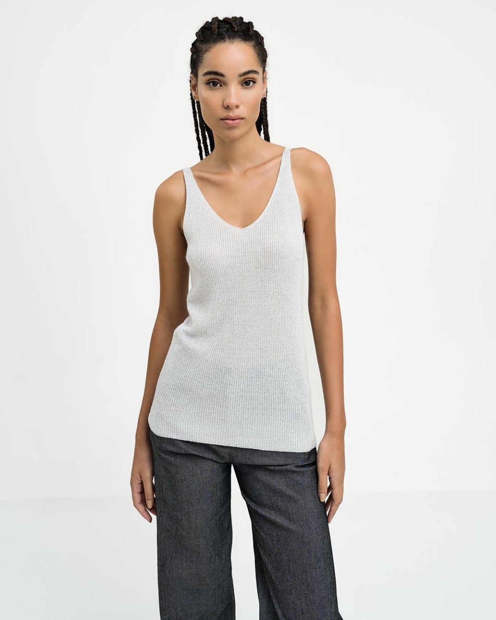 Metallic Knitted Top with Straps 43-8004