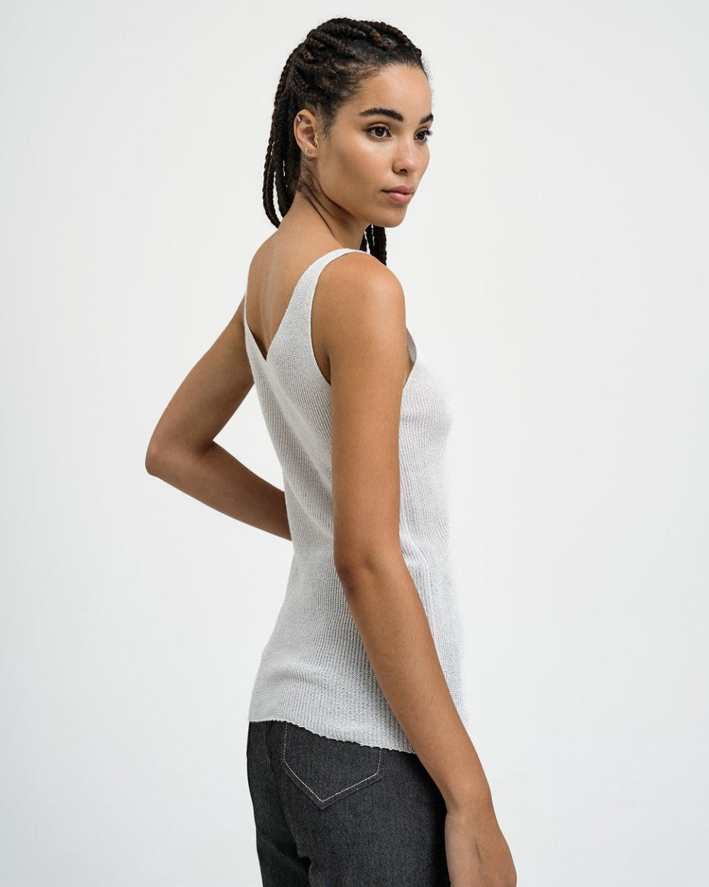 Metallic Knitted Top with Straps 43-8004