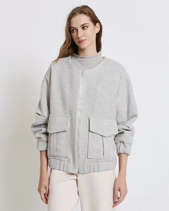 Silver Herringbone Bomber Jacket 44-1070