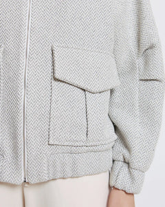 Silver Herringbone Bomber Jacket 44-1070