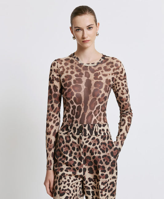 Leopard Print Mesh Top 44-2222