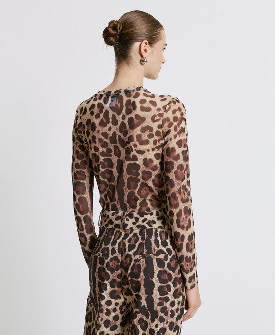 Leopard Print Mesh Top 44-2222