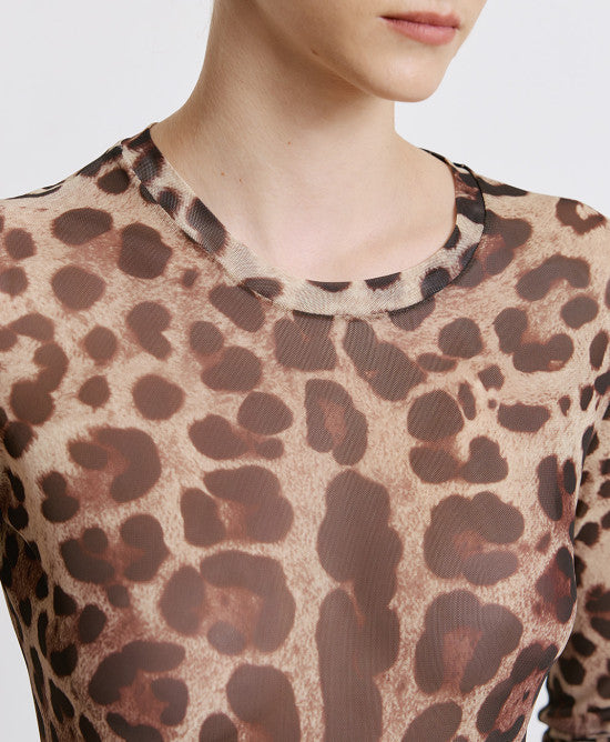 Leopard Print Mesh Top 44-2222