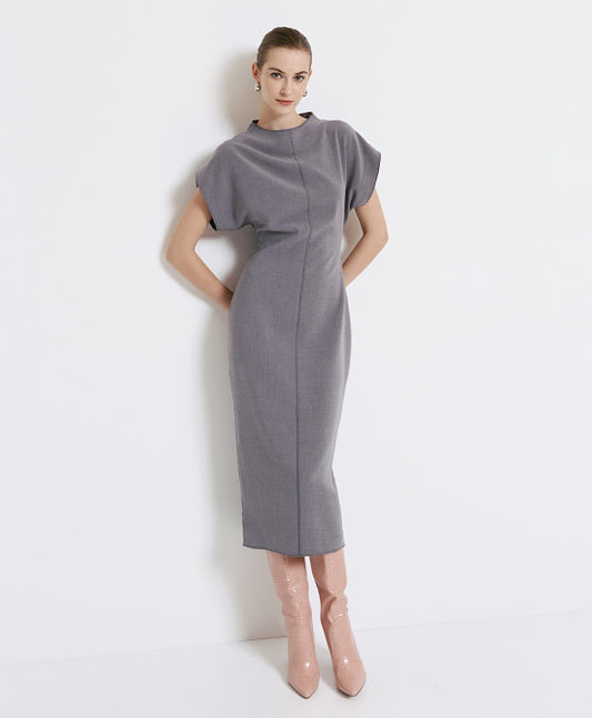 Grey Midi Pencil Dress 44-3311