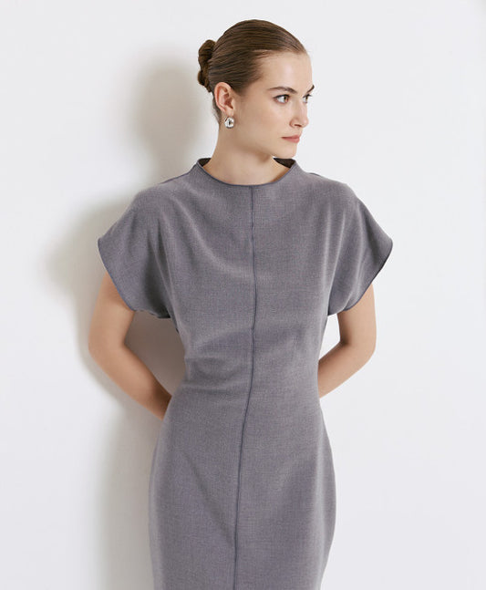 Grey Midi Pencil Dress 44-3311