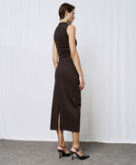 Load image into Gallery viewer, Coffee Striped Dress with Gatherings 44-3312

