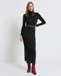 Fitted turtleneck knitted dress 44-8044