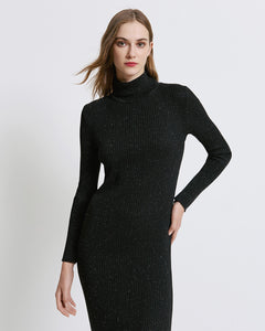 Fitted turtleneck knitted dress 44-8044