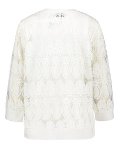 White Translucent  Cutwork Embroidery Jacket with Vest TEWT 884