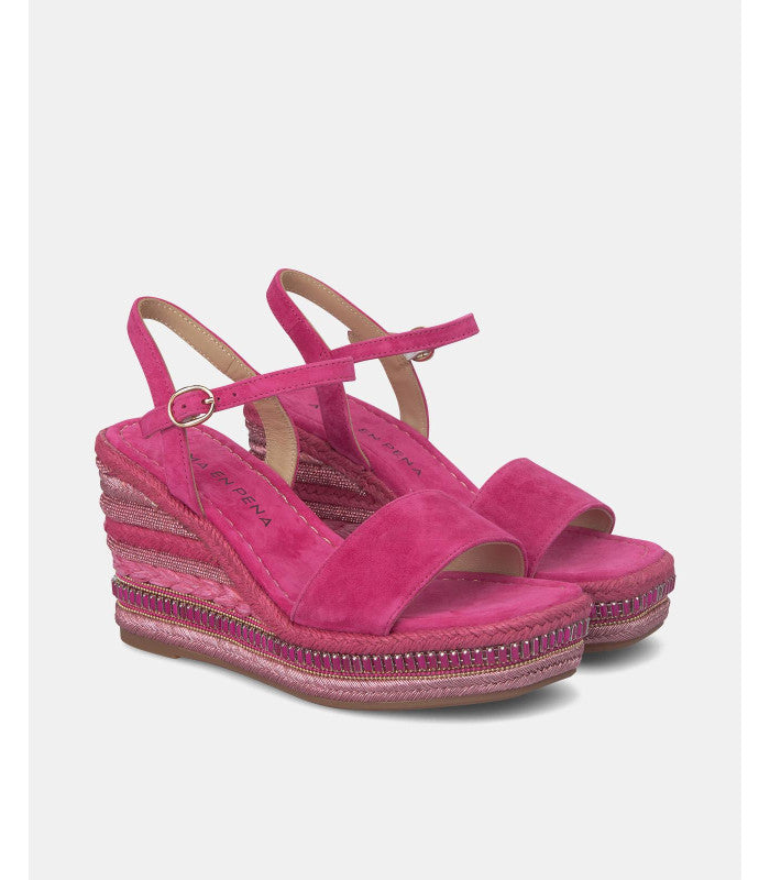 Alma En Pena Fuchsia Suede Wedge Sandals