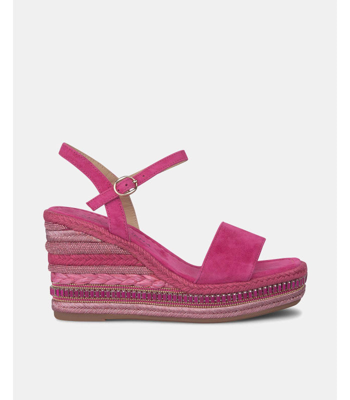 Alma En Pena Fuchsia Suede Wedge Sandals