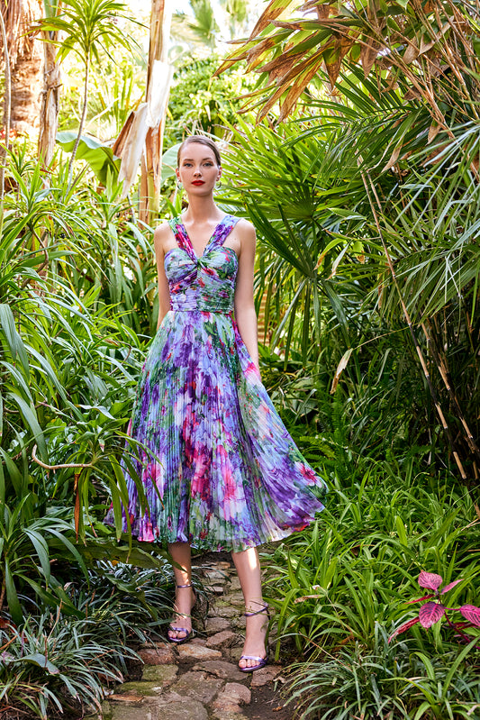 Morad Floral Pleated Midi Dress 50407