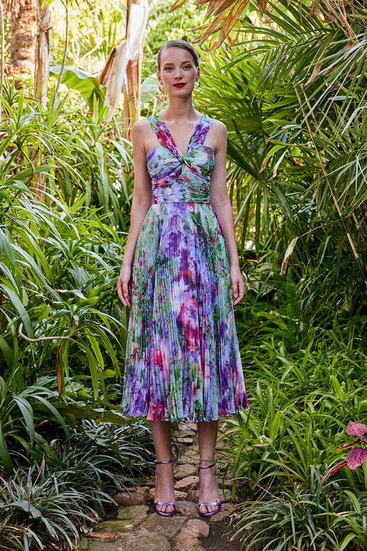 Morad Floral Pleated Midi Dress 50407