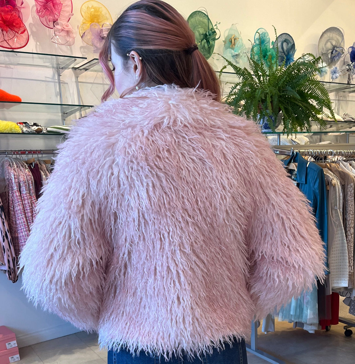 Fluffy Pink Faux Fur Coat